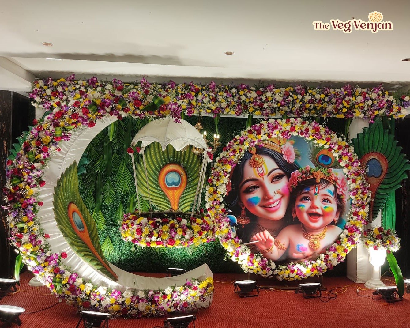 Stage decoration with floral arrangements